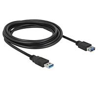 85057 Câble USB A femelle, USB A mâle plaqué or 3 mètres noir Cu DELOCK
