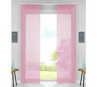 85589N2 Lot de 2 Rideaux coulissants avec Barre de lestage Rose 245 x 60 cm