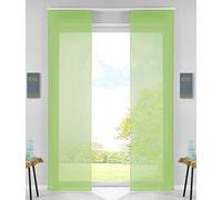 85589N2 Lot de 2 Rideaux coulissants avec Barre de lestage Vert Pomme 245 x 60 cm