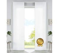 85600N2 - Lot de 2 Rideaux coulissants en Microfibre - avec Chariot de Panneau et Barre de lestage - Blanc Deluxe Mat - 245 x 60 cm (H x l)