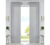 85600N2 - Lot de 2 Rideaux coulissants en Microfibre - avec Chariot de Panneau et Barre de lestage - Gris Mat - 245 x 60 cm (H x l)