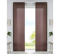 85600N2 - Lot de 2 Rideaux coulissants en Microfibre - avec Chariot de Panneau et Barre de lestage - Marron Mat - 245 x 60 cm (H x l)