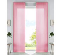 85600N2 - Lot de 2 Rideaux coulissants en Microfibre - avec Chariot de Panneau et Barre de lestage - Rose Mat - 245 x 60 cm (H x l)