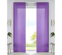 85600N2 - Lot de 2 Rideaux coulissants en Microfibre - avec Chariot de Panneau et Barre de lestage - Violet Mat - 245 x 60 cm (H x l)