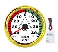 85mm Boat Rudder Angle Meter, Marine Rudder Angle Indicator with Multi Color Backlit Display, IP67 Waterproof Stainless Steel Gauge for Yachts Motorboats and Construction Vehicles (Cadre doré sur
