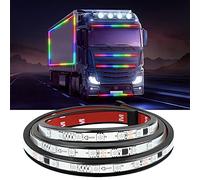 86 inch/2,2m 24V Barre lumineuse LED Télécommande Colorée Dynamique Feux diurnes Phares Arrière Feux de porte DRL Lumières ambiantes Bandes lumineuses décoratives pour Camionnettes, Camions, Remorques