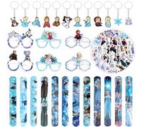 86 pcs Elsa Cadeaux de Fête pour Enfants, Cadeaux de Fête Anniversaire Party Favors, Pochette Cadeaux Anniversaire Invités Fille avc Bracelets, Autocollants, Montures de lunettes, Porte-clés Elsa (B)