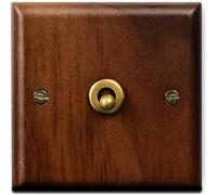 86 Type Antique Solid Wood Panel Brass Lever Toggle Light Switch, 1-4 Gang 2 Way Household Wall Switch(1 Gang)