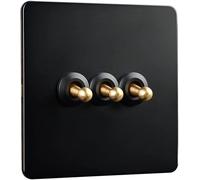 86 Wall Type Solid Copper Lever Toggle Light Switch, 1-4 Gang 2 Way Up And Down Manual Household Wall Switch(3 Gang)