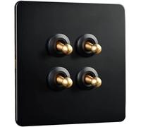 86 Wall Type Solid Copper Lever Toggle Light Switch, 1-4 Gang 2 Way Up And Down Manual Household Wall Switch(4 Gang)
