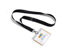 Durable 860001 Pochette Porte-badge Universel avec Lacet Textile 8137 Noir pour Insertion Format 60 x 90 mm Plastique Résistant Transparent Boîte de 5