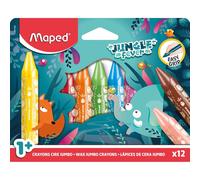 Maped – Crayons de cire Jungle Fever – Format jumbo triangulaire 12 couleurs – Dès 1 an