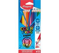 Maped - Crayons de Couleur STRONG Color'Peps - 12 Crayons de Coloriage Ultra-résistants et Ergonomique - Pochette carton de 12 Crayons