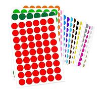 864 Pcs Gommettes Autocollantes Rondes, 20mm Couleur Codage Étiquettes Pastille Couleur Autocollante pour le bureau, école, calendriers, autocollants de carte (16 Couleurs)