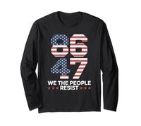 8647 Resist Anti Trump Vintage 86 47 Drapeau USA Impeach 47 Manche Longue