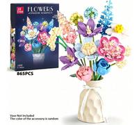 865 pièces Ensemble de blocs de construction en ABS en forme de fleurs, réglable à plusieurs angles, ajustement compact, angle de tige et de pétale réglable, bouquet parfait pour une déclaration d'amo