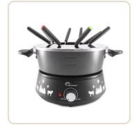 8690 Black Fondue 8 Meuuuh...!, Appareil À Fondue 8 Personnes, Caquelon Anti-Adhésif Grande Contenance 2 Litres, 1500 W, Noir