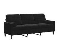 （86995） Canapé Droit - 3 places - avec oreillers décoratifs noir 180 cm velours