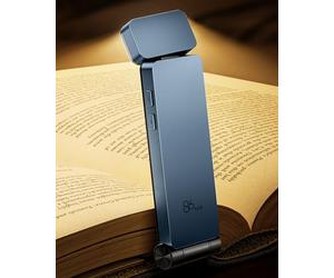 86lux Lampe de Lecture Rechargeable Liseuse LED USB-C, Bleu | Lampe à Pince Marque-Page avec 3 Températures de Couleur, Jusqu'à 80H d'Autonomie