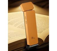 86lux Lampe de Lecture Rechargeable Liseuse LED USB-C, Légère 46 g, Lampe à Pince Marque-Page avec 3 Températures de Couleur, Jusqu'à 80H d'Autonomie,Orange