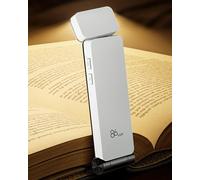 86lux Lampe de Lecture Rechargeable Liseuse LED USB-C, Légère 46 g, Lampe à Pince Marque-Page avec 3 Températures de Couleur, Jusqu'à 80H d'Autonomie, blanc