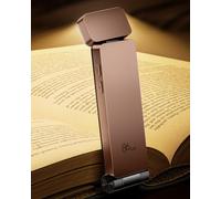86lux Lampe de Lecture Rechargeable Liseuse LED USB-C, Légère 46 g, Lampe à Pince Marque-Page avec 3 Températures de Couleur, Jusqu'à 80H d'Autonomie, Rose Marron