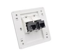 86x86mm Femelle à Femelle Prise Réseau Gigabit Plaque Murale LAN Ethernet Plaque de Sortie CAT6 Prise murale réseau Gigabit double passage RJ45 Prise Internet à fiche droite (LAN x 2)