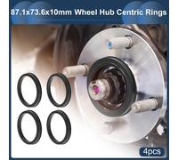 87,1 Mm à 73,6 Mm Bagues De Centrage De Moyeu De Roue De Voiture En Polycarbonate Noir Roues De Centre D'Arbre D'Amortissement De Choc Hubrings 4 Pièces