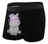 874 Caleçon Homme Hippopotame avec Lunettes Coeur Caleçon Boxeur Homme Léger Caleçons Élastique Culotte XL