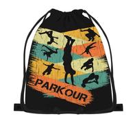 874 Sac À Dos À Cordon, Parkour Vintage Course Libre Drôle Sac À Dos avec Cordon De Serrage Multifonctionnel Trousse De Maquillage Unisexe Sac De Yoga pour Plage Ecole 36X42Cm