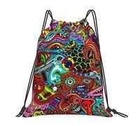 874 Sac À Dos À Cordon, Psychédélique Trippy Hippie Eye Fantasy Fracta Sac À Dos pour Sport Léger Sac À Cordon Sport Imperméable Sac À Dos Cordon pour Voyage Femme 36X42Cm