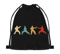874 Sac À Dos À Cordon, Rétro Karaté Judo Silhouette Arts Martiaux Sac De Rangement Imprimé Sac À Dos pour Sport Multifonctionnel Sac De Natation pour Gym Homme 36X42Cm
