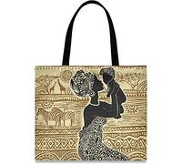 874 Sacs À Main 40X50Cm, Animaux Africains Femme Noire Sac En Toile Shopper Élégant Tote Bags Spacieux Sac À Provisions Pour Plage Achats Shopping