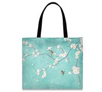 874 Sacs De Courses 40X50Cm, Beaux Oiseaux À Fleurs De Cerisier Sac À Bandoulière Lavables Fourre-Tout Plage Occasionnel Tote Bag Pour Voyages Piscine Femme