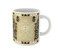 874 Tasse Cambodge Motif Fleur Cambodgienne Abstrait Fleur Noire Antique Antique Amusants Tasse En Céramique Café Aquarelle Tasses À Café 330Ml Pour Noël,Idée Cadeau,Amies