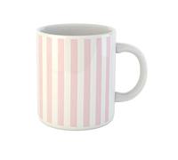 874 Tasse En Céramique Café Rayures Blanc Et Rose Clair Rayé Couleur Contraste Bureau Céramique Tasses À Café Personnalisée Tasses En Porcelaine 330Ml Pour Femme,Amies,Café