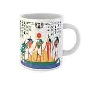 874 Tasses À Thé Egypte Dieux Égyptiens Anciens Plats Colorés Dans Un Bateau En Papyrus Avec Poignée Mugs Drôle Tasse En Céramique Café 330Ml Pour Femme,Thé,Collègue
