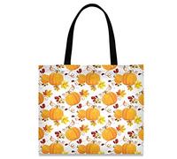 874 Tote Bags 40X50Cm, Automne Fleur Citrouille Arbres D'Automne Feuilles D'Érable Sac À Bandoulière Spacieux Sac Occasionnel Tote Bag Pour Plage Shopping Vacances