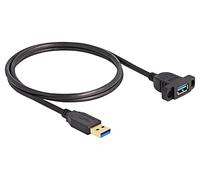 DeLOCK Câble USB 3.2 Gen 1 (5 Gbps) Type-A Mâle vers Femelle 1m Noir avec Montage Panneau, AWG 24/30