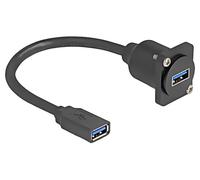 87983 Câble 1:1 Connexion USB A Femelle, recto-verso 0,2m Noir DELOCK