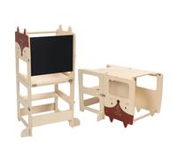 87cm Tour d'Observation pour Enfant avec motif renard et planche à dessin avec tableau noir, Tour Montessori d'apprentissage 1-3