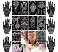 87pcs Pochoirs De Tatouage, 16 Feuilles Indian Pochoirs De Tatouage À Paillettes, Pochoir Tatouage Temporaire Pour Femmes Filles Et Adolescents