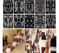 87pcs Pochoirs De Tatouage, 16 Feuilles Indian Pochoirs De Tatouage À Paillettes, Pochoir Tatouage Temporaire Pour Femmes Filles Et Adolescents