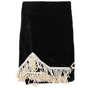 88 Key Piano Cover | Half Covered Particle Barrier Flannelette Guard with Frill Trim | Particle Barrier for Upright/Grand/Digital Pianos | Velvet Cloth, Split Curtain Design (Black)