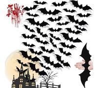 88 PCS Autocollant Mural Chauve-Souris,3D Chauve Souris Halloween,Chauves Souris Halloween,Halloween 3D Bats Decoration,Chauve Souris Halloween 3D,Décoration de Chauve-Souris D'halloween