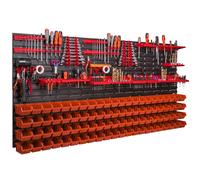 Mur à outils - 1728 x 780 mm - Boîte à outils empilable pour garage, entrepôt, atelier, loisirs (88 boîtes orange)