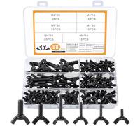 88 Pcs Vis Boulons à Papillon à Ailes, M4 M5 M6 M8 Boulons Vis à Oreilles, Vis à Ailes Papillon, Boutons de Poignée, Bouton Vis de Serrage, Vis à Pouce pour équipement de Mécanique (88 noir)