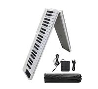 88 Touches Pliant Piano Clavier Électrique Piano Semi-Poids Portable Piano Numérique Rechargeable Double Haut-Parleurs Intégrés Avec Bluetooth 5.0 Pédale De Sustain MIDI, Support De Feuille De Musique