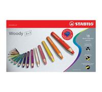 STABILO Crayon de couleur woody 3in1 – Étui carton 18 crayons + taille-crayon – Gamme premium