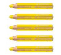 STABILO Crayon de couleur woody 3in1 – Lot de 5 – Jaune permanent primaire